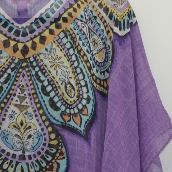 Chico's Small Medium Purple Sheer Blouse Boho Up Top - Picture 11 of 13